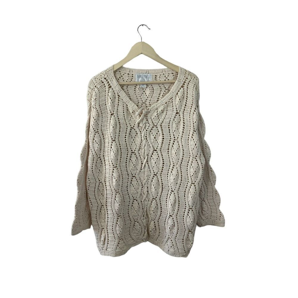 Vintage The Limited Medium / Large Sweater Hand Knit Crochet Cottagecore Womens